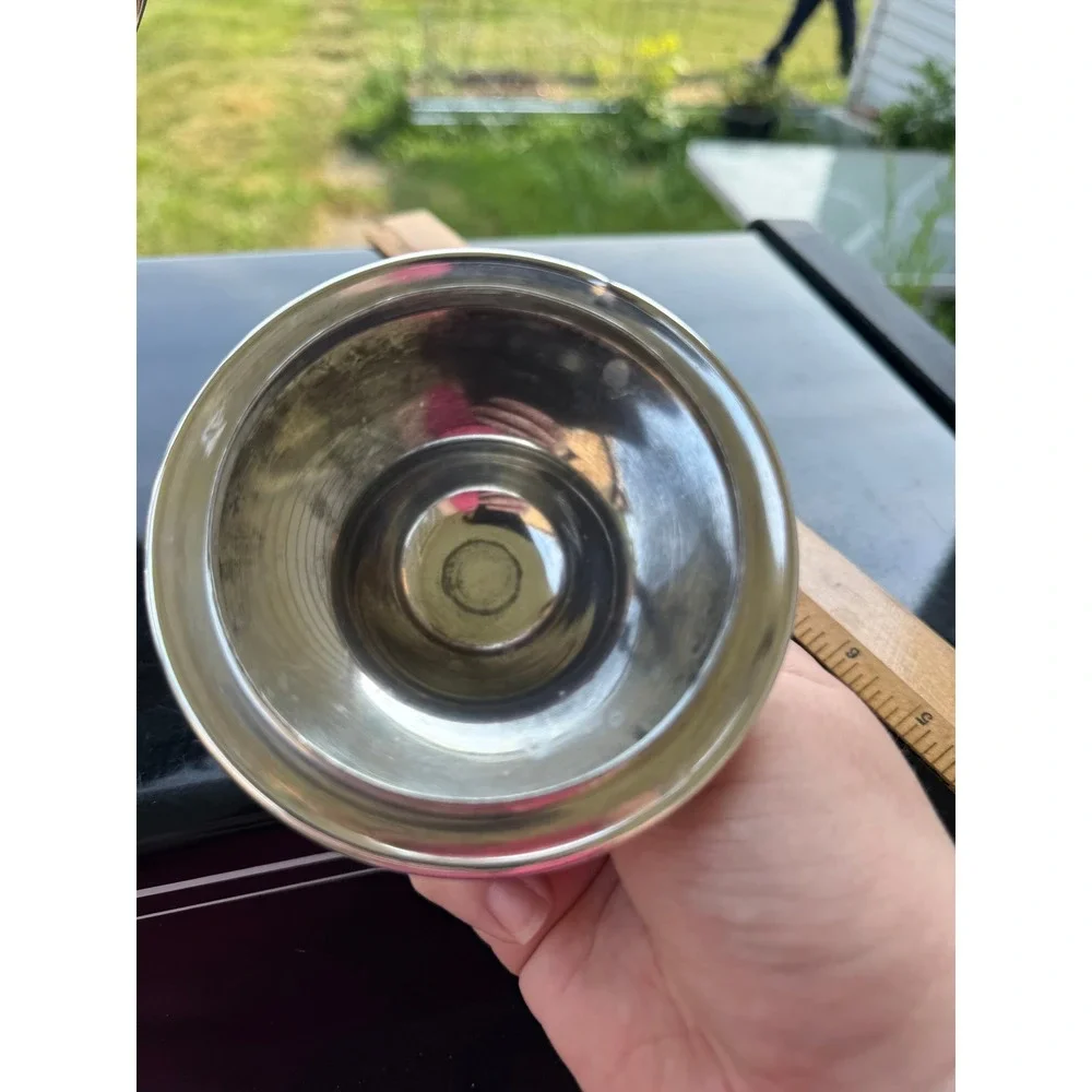 Vtg Britannia Metal Quadruple Plate Spoon Holder Caddy w/ Lid Horseshoe Motif